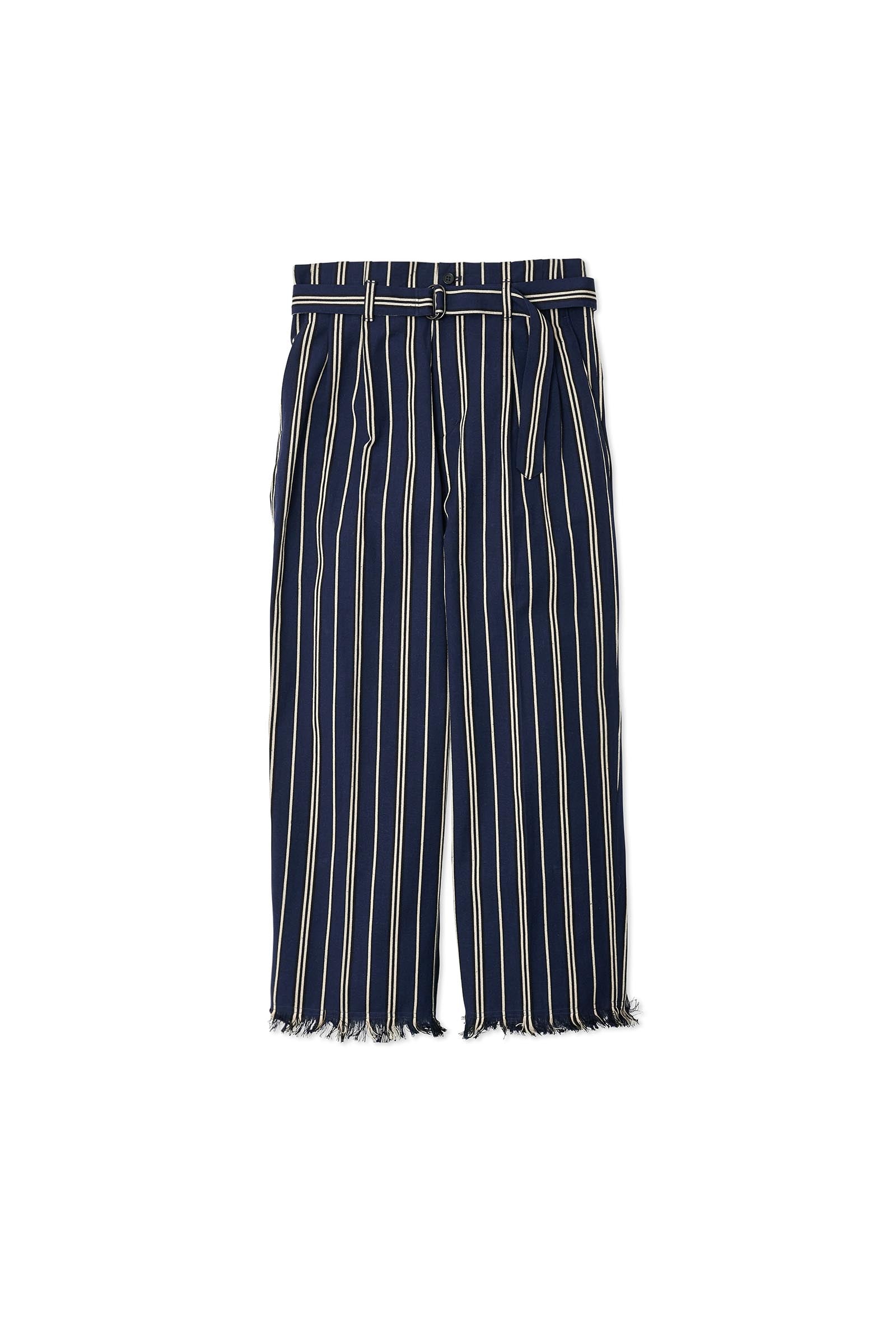 YOKE / STRIPE BELTED WIDE LEG TROUSERS – carol ONLINE STORE