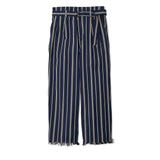 YOKE / STRIPE BELTED WIDE LEG TROUSERS