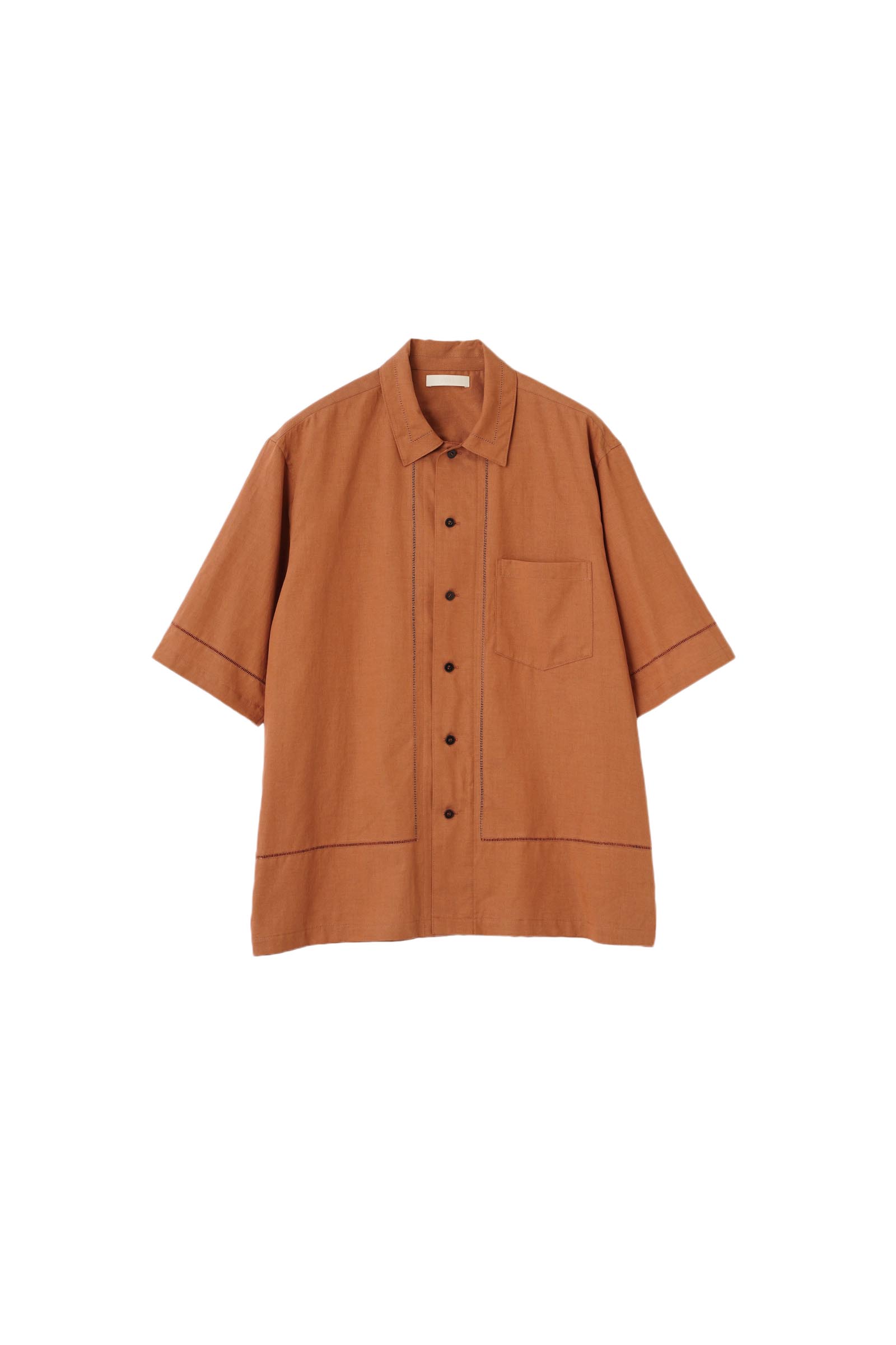 YOKE / EMBROIDERY OPEN COLLAR SHIRT