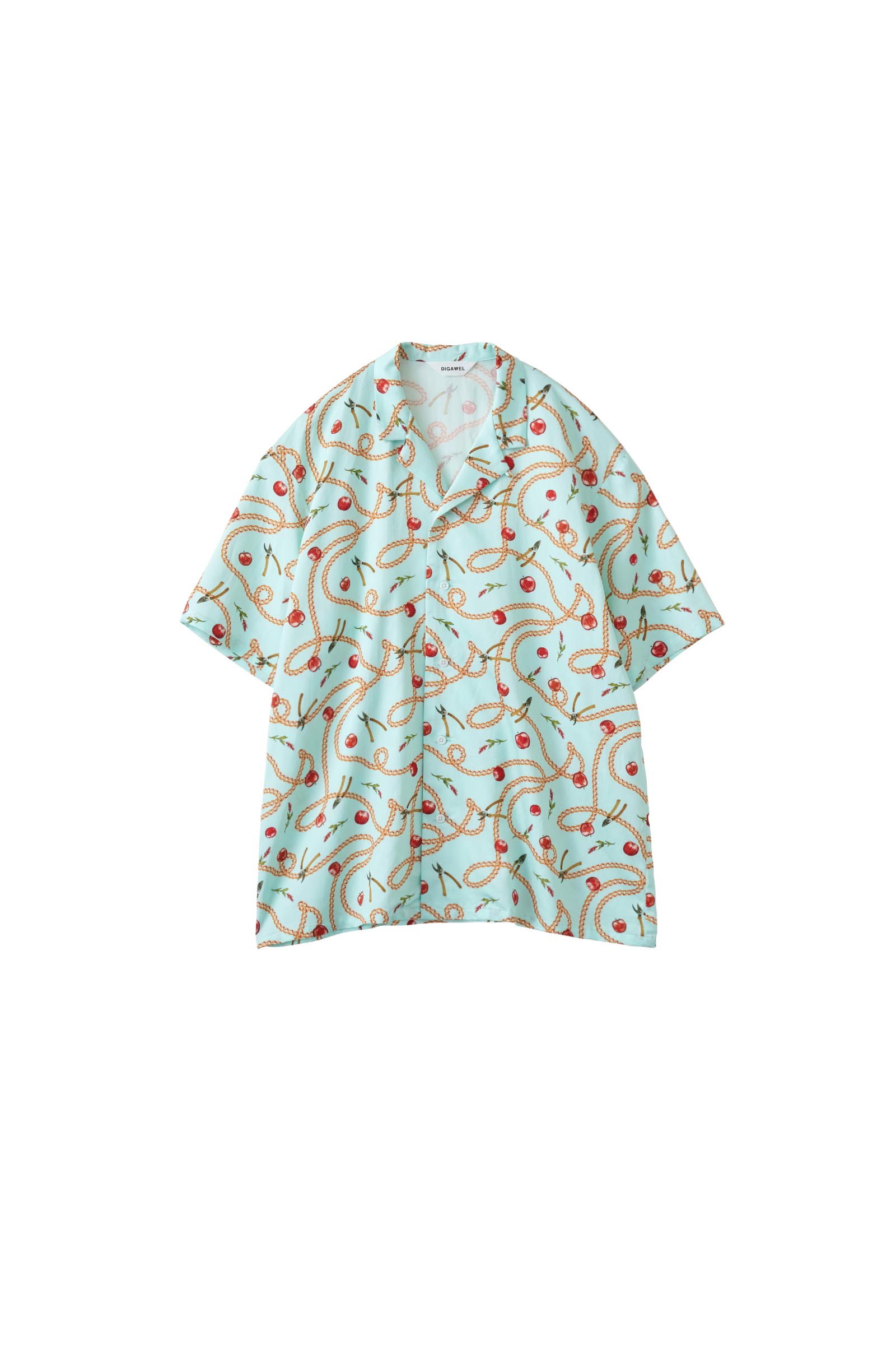 DIGAWEL / Open-collar S/S shirt (apple&chain) – carol ONLINE STORE