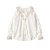 ERiKOKATORi / nylon lace v-neck blouse