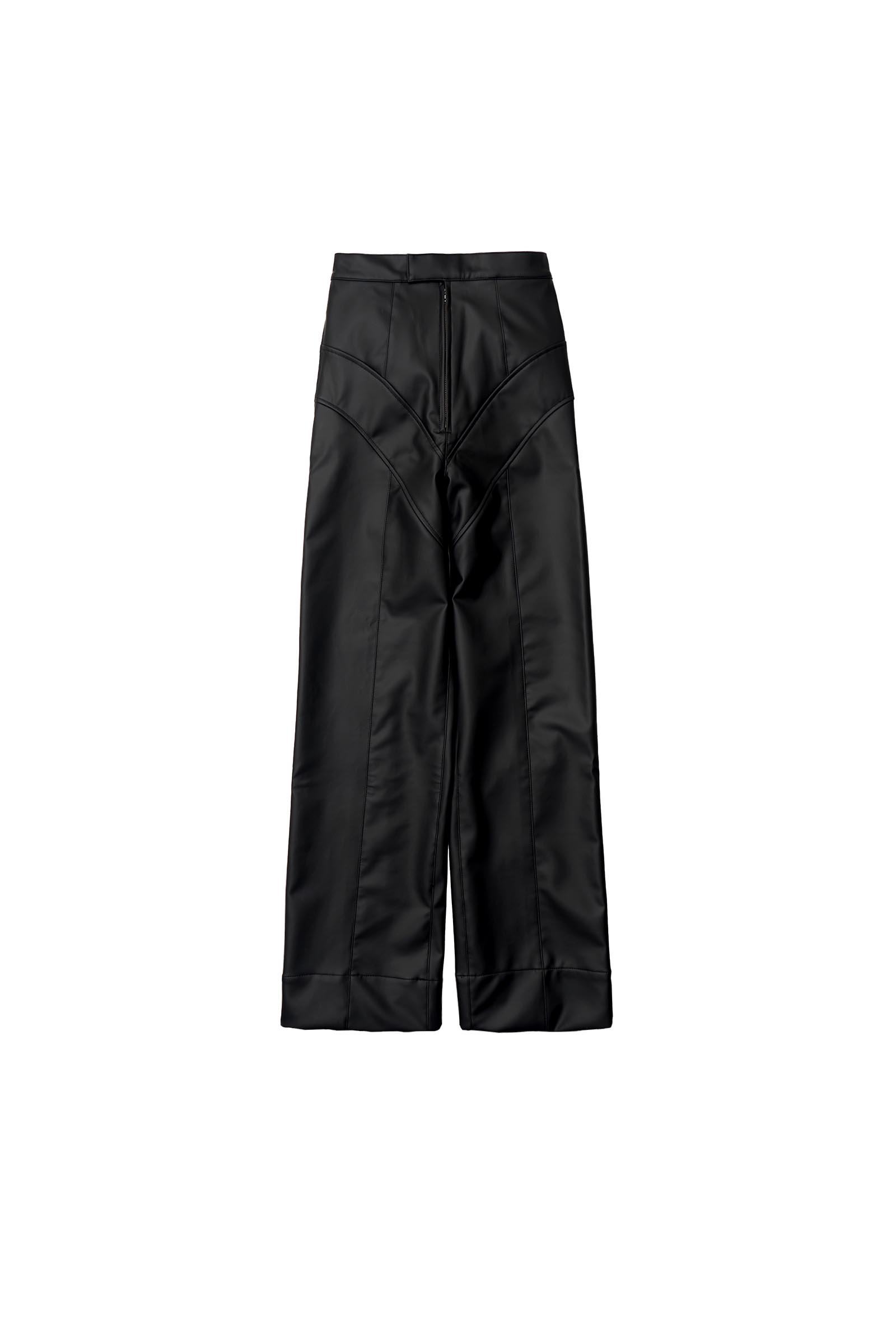 FETICO / FAUX-LEATHER HIGH RISE TROUSERS – carol ONLINE STORE