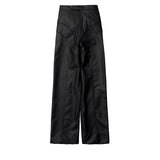 FETICO / FAUX-LEATHER HIGH RISE TROUSERS