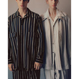 YOKE / STRIPE BELTED WIDE LEG TROUSERS