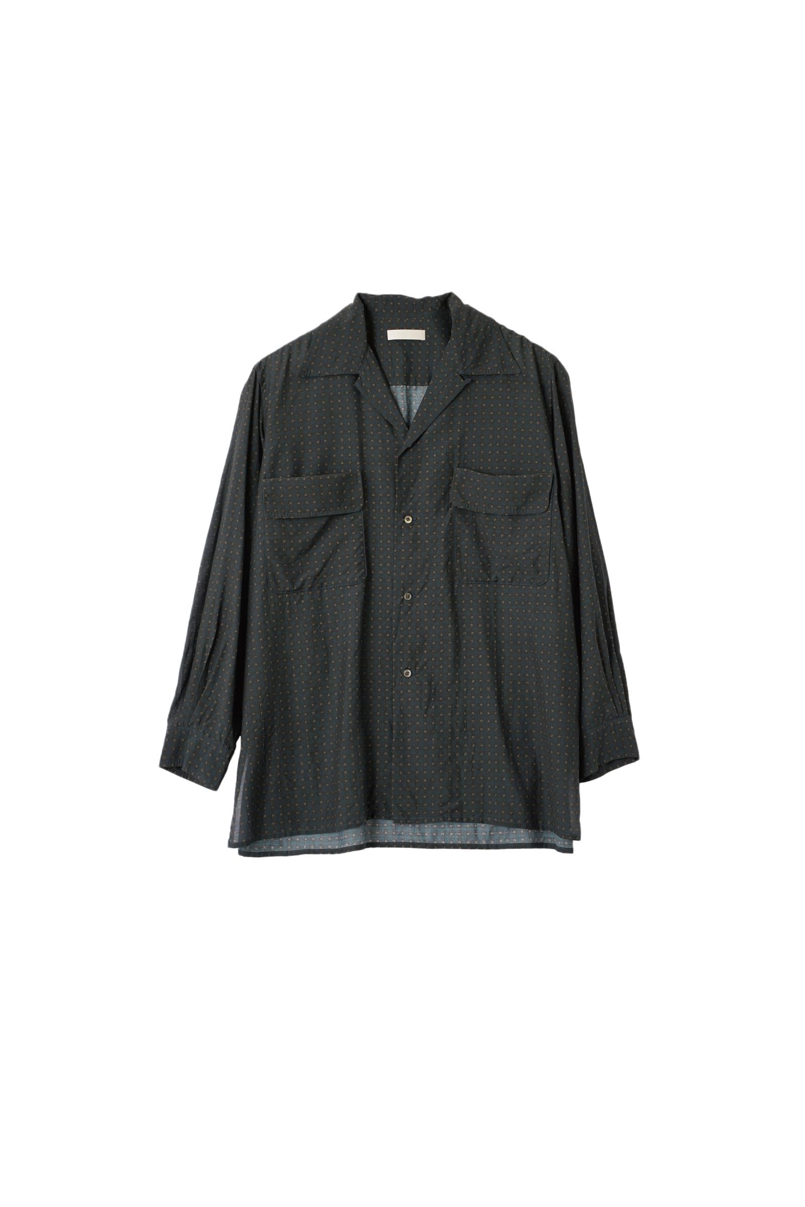 YOKE / PIXEL LOW PLAID OPEN COLLAR SHIRT