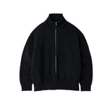 YOKE / 3/4 FRONT ZIP HIGHNECK RIB SWEATER