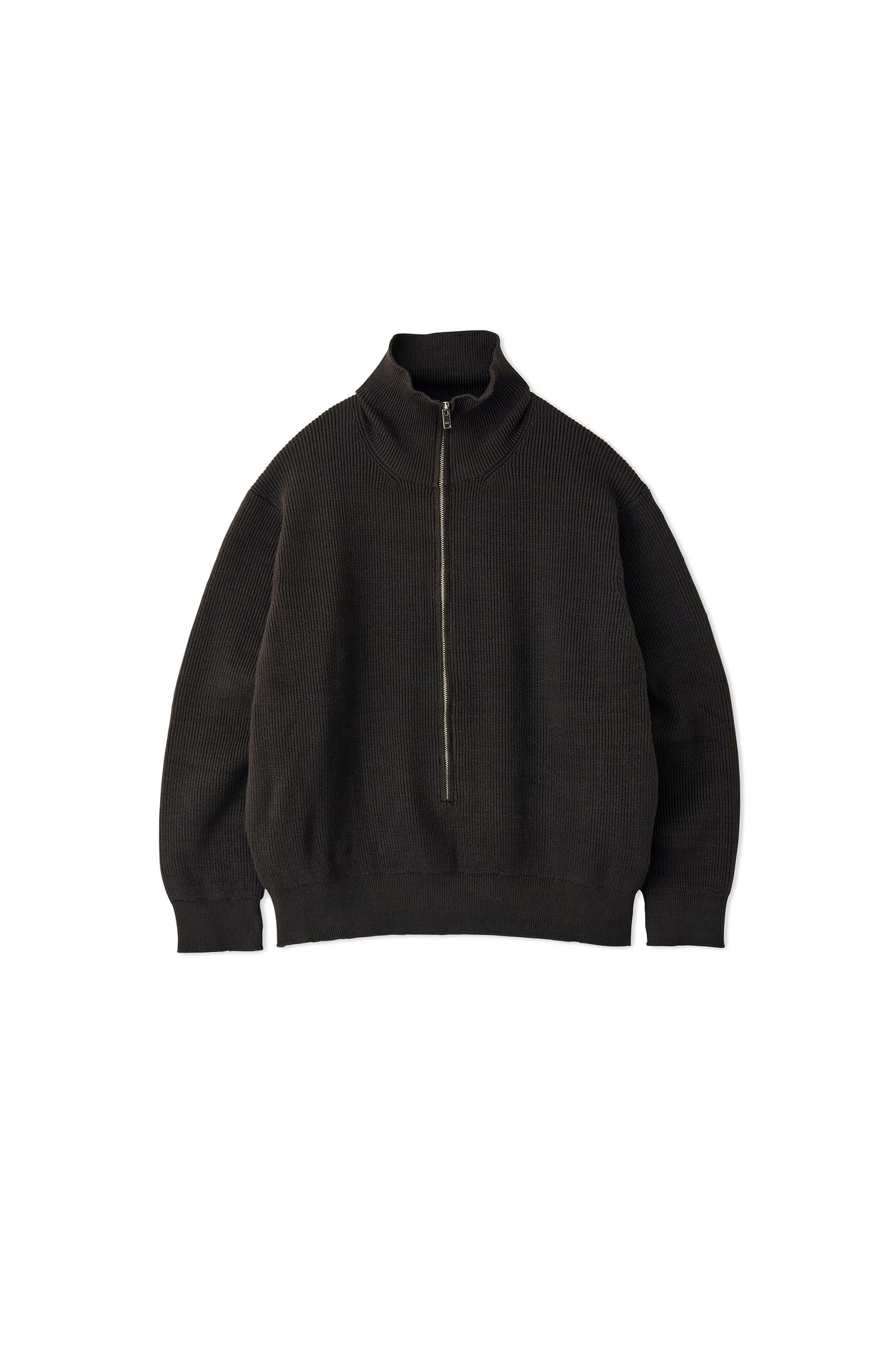 YOKE / 3/4 FRONT ZIP HIGHNECK RIB SWEATER