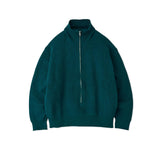 YOKE / 3/4 FRONT ZIP HIGHNECK RIB SWEATER