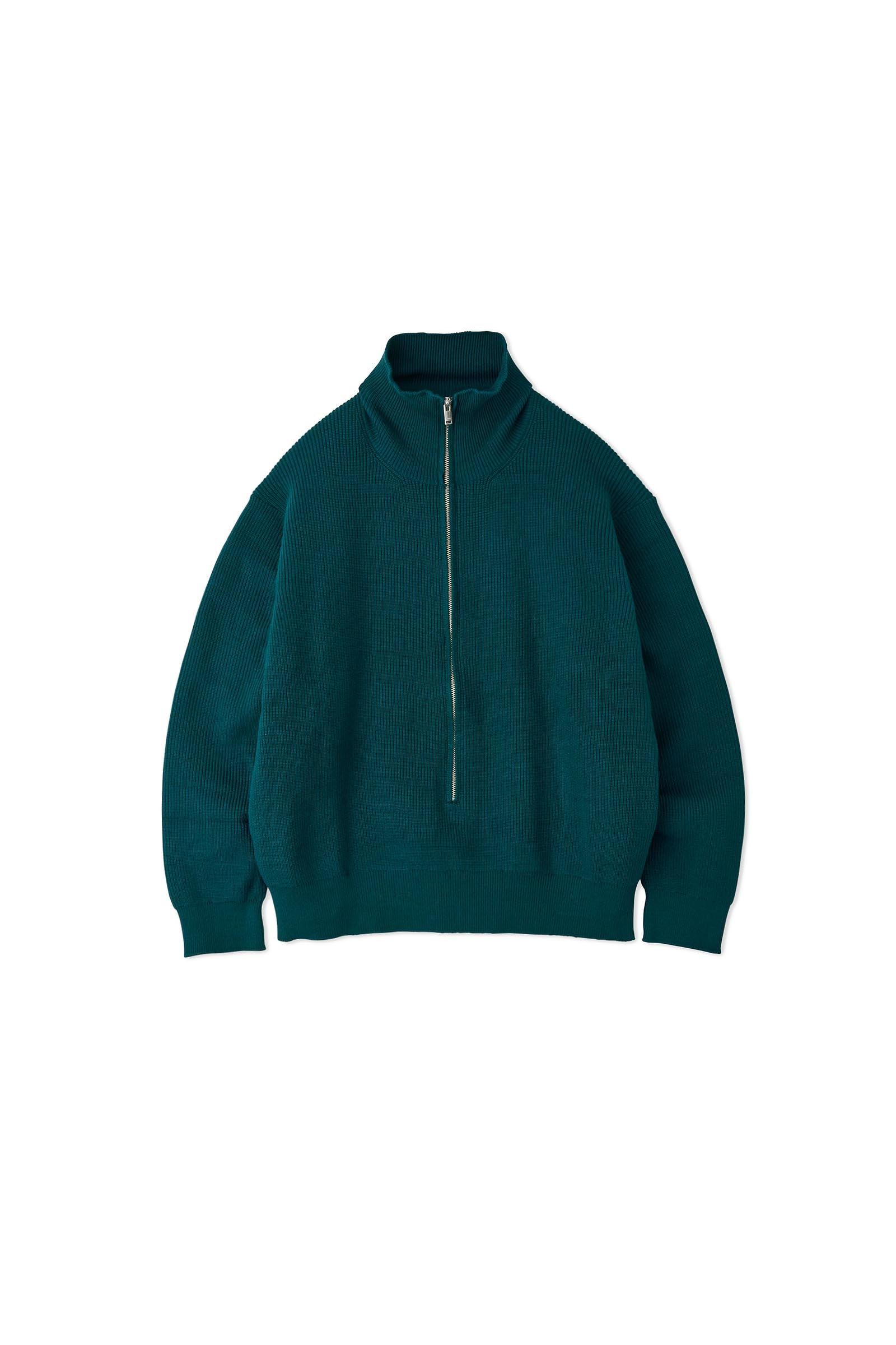 YOKE / 3/4 FRONT ZIP HIGHNECK RIB SWEATER