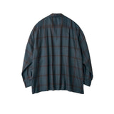 YOKE / RAYON WOOL PLAID OPEN COLLAR SHIRT
