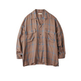 YOKE / RAYON WOOL PLAID OPEN COLLAR SHIRT