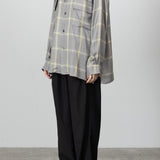 YOKE / RAYON WOOL PLAID OPEN COLLAR SHIRT
