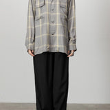 YOKE / RAYON WOOL PLAID OPEN COLLAR SHIRT