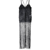 FETICO / MACRAMÉ FRINGED MAXI DRESS