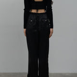 determ; / Back Ribbon Short Cardigan