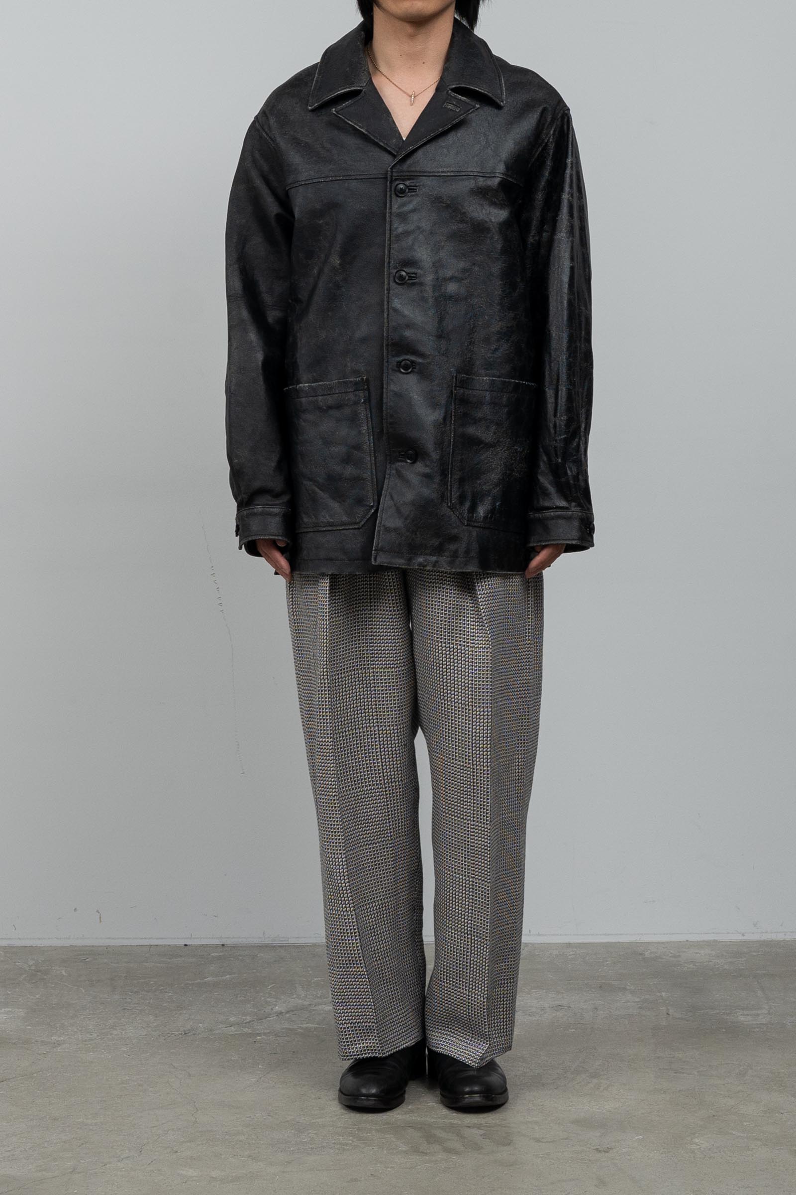 YOKE / CRACKED GOAT LEATHER CAR COAT