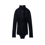 FETICO / VELOUR DRAPED COLLAR BODYSUIT