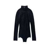 FETICO / VELOUR DRAPED COLLAR BODYSUIT