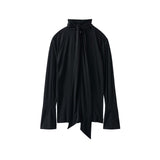 FETICO / SATIN JERSEY TIE-NECK BLOUSE