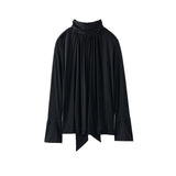 FETICO / SATIN JERSEY TIE-NECK BLOUSE