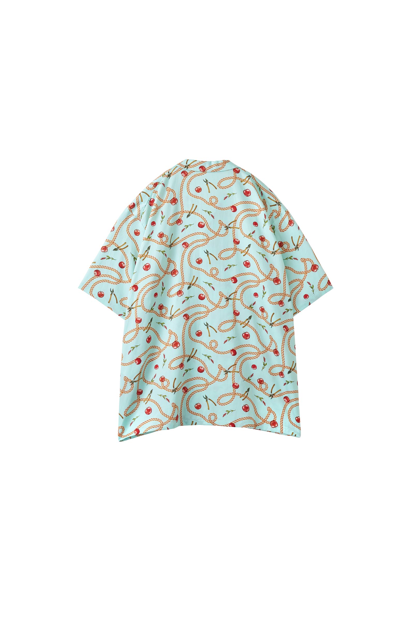 DIGAWEL / Open-collar S/S shirt (apple&chain)