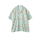 DIGAWEL / Open-collar S/S shirt (apple&chain)