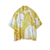 YOKE / LOWER PRINTED OPEN COLLAR SHIRT