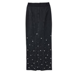 FETICO / ORGANIC COTTON DENIM LONG SKIRT WITH STUDS