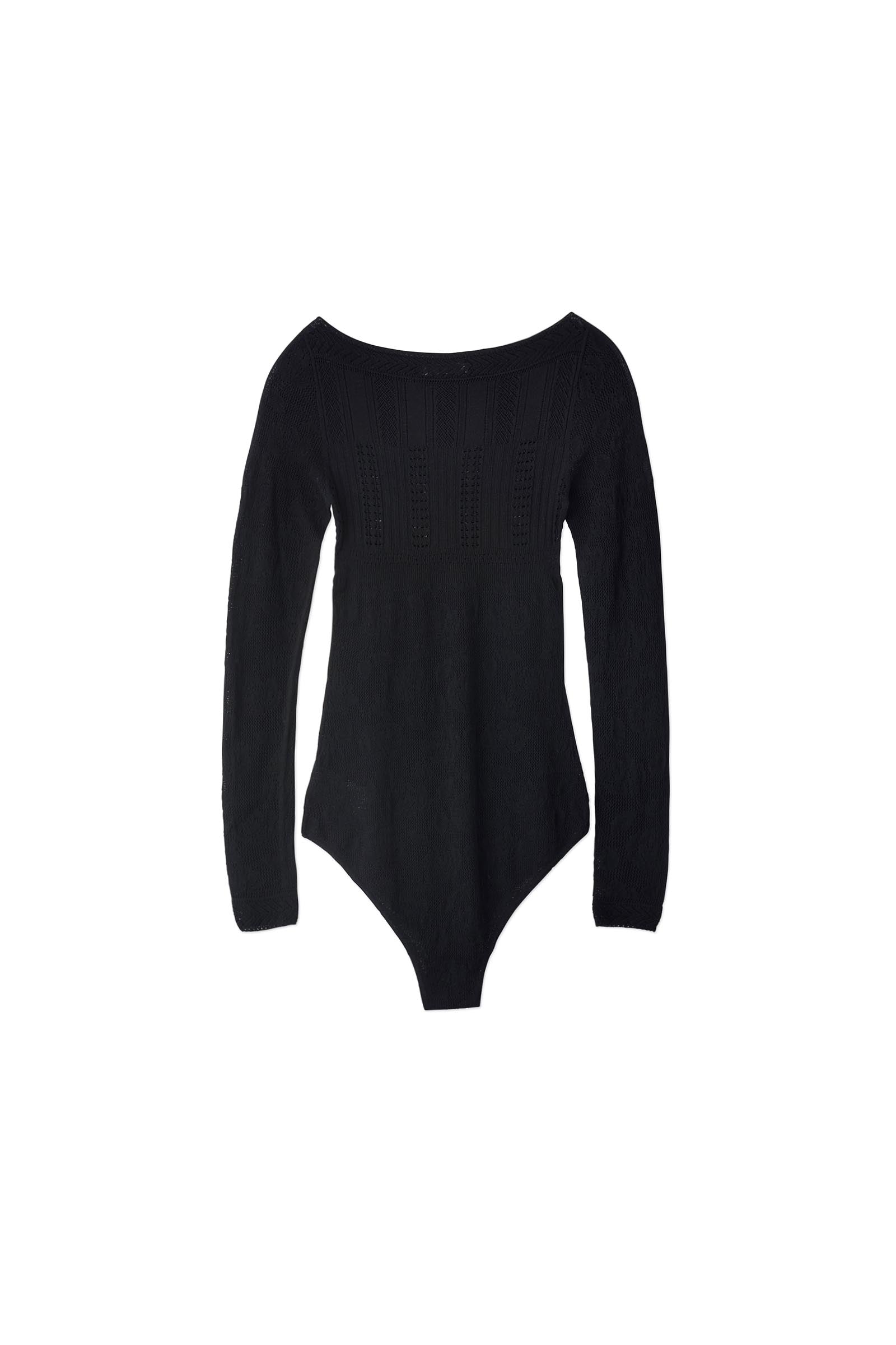 FETICO / Rose pattern lace-knit bodysuit