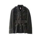 FETICO / FLOCKED DENIM BELTED JACKET