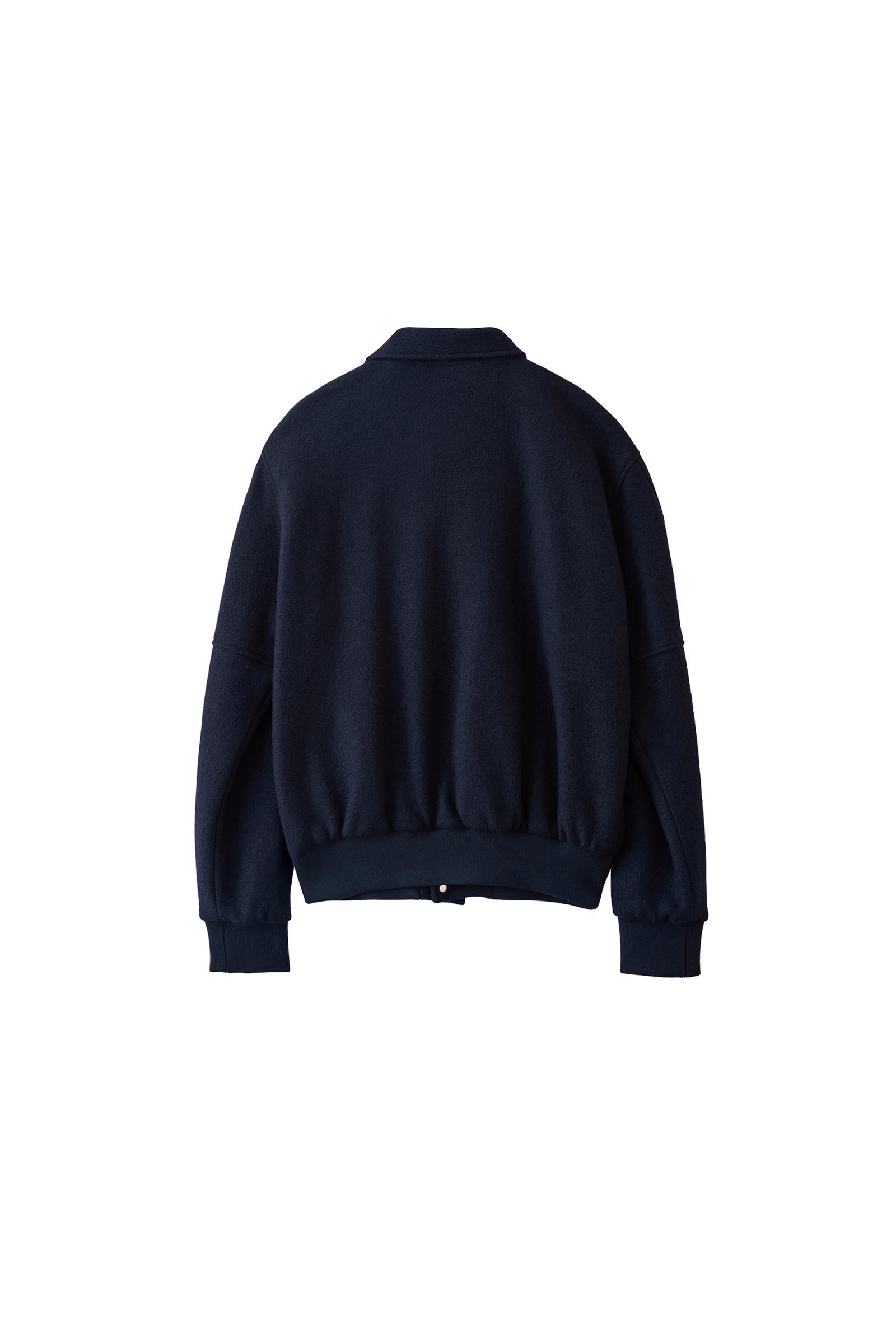 META CAMPANIA COLLECTIVE / ELIO BOILED WOOL VARSITY BOMBER JACKET