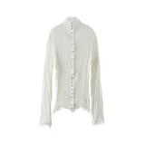ERiKOKATORi / wool linen gawze highneck top