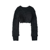 determ; / Cropped Shaggy Knit Cardigan