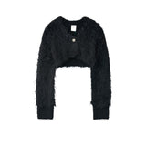 determ; / Cropped Shaggy Knit Cardigan