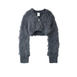 determ; / Cropped Shaggy Knit Cardigan