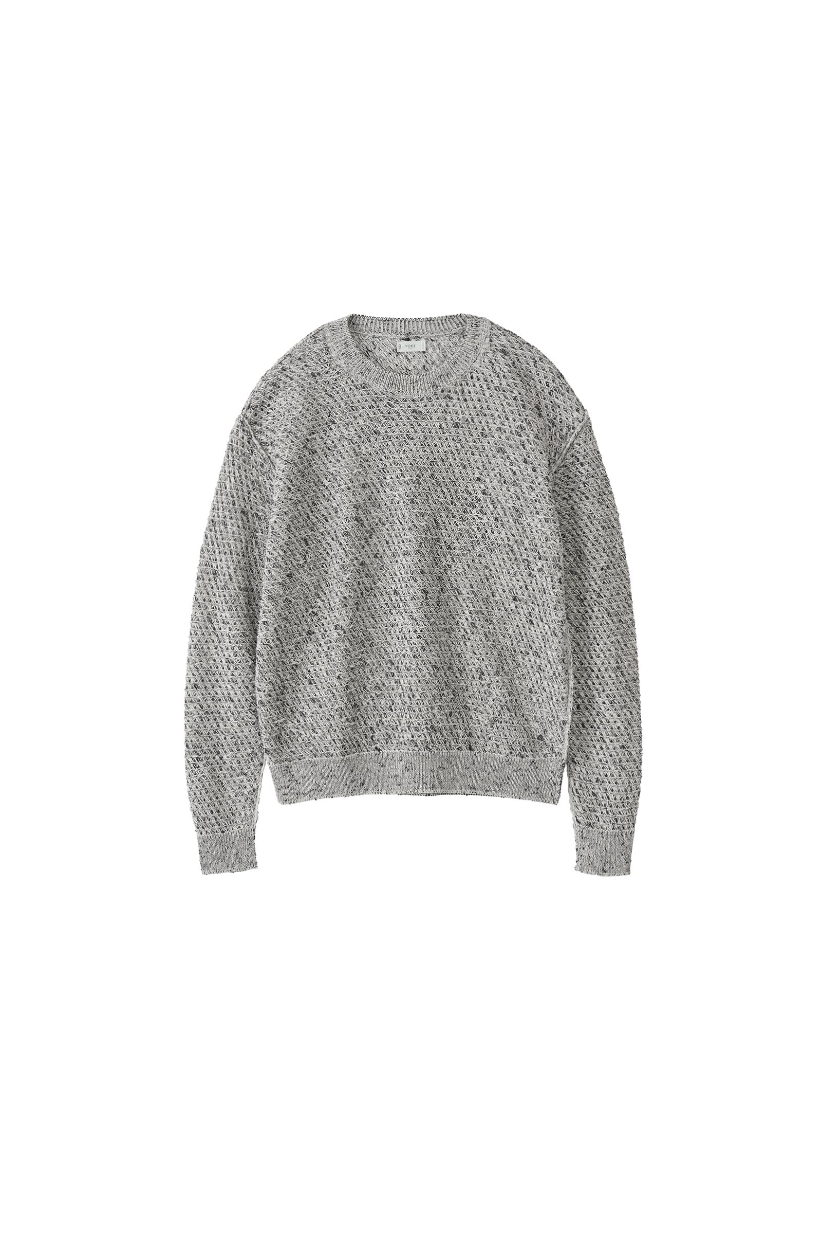 YOKE / Mesh Knit Shirt Crewneck Sweater
