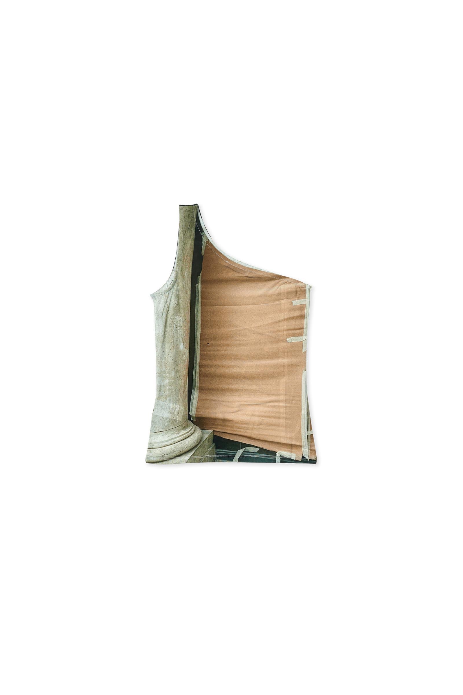 PALOMA WOOL / Colu -Slightly sheer asymmetric 'Construction' print top
